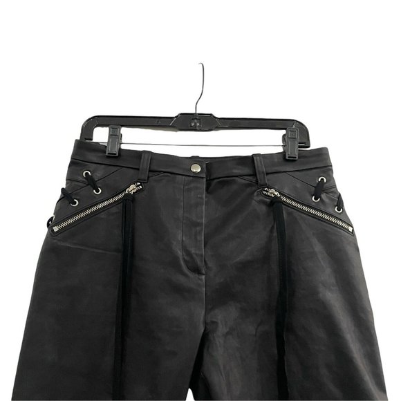 $1390 Unttld El Topo Black Waxed Denim Jeans w/Lace-up Design! Sz 8 IT 44 - Picture 4 of 11